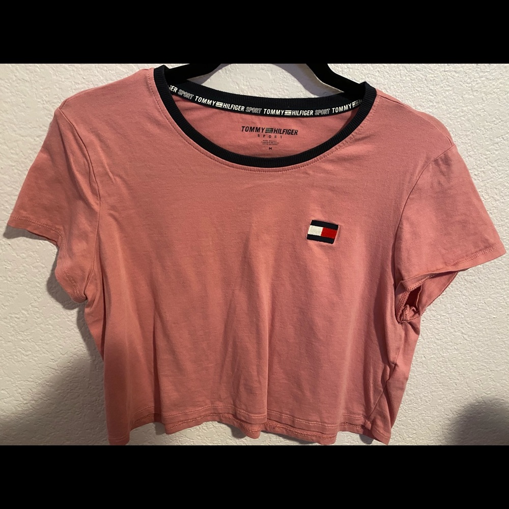 Pink Tommy Hilfiger crop t-shirt